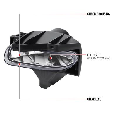 1999-2004 Ford Mustang 899 Fog Lights Kit Switch & Wiring Harness Chrome/Clear