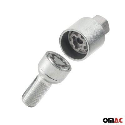 Wheel Lock Kit for INFINITI QX30 2016-2022 M14X1,5 Galvanized Silver 4Locks&1Key