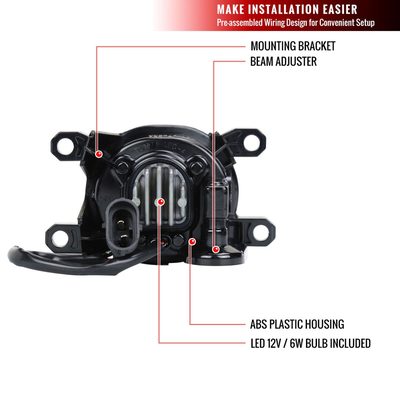 2019-2021 Toyota Corolla Hatchback LED Fog Lights Kit Chrome/Clear Lens