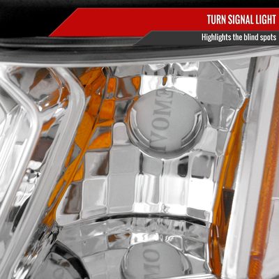 1994-1998 Ford Mustang 1PC Crystal Headlights w/Amber Reflectors Chrome/Clear