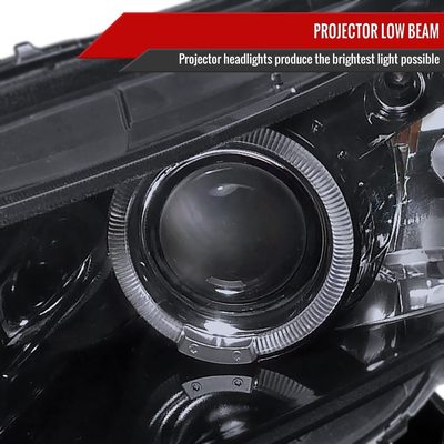 2008-2012 Honda Accord Coupe Dual Halo Projector Headlights Glossy Black/Smoke