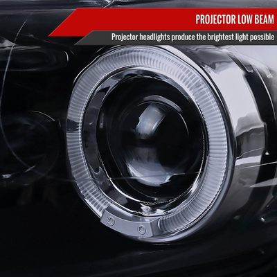 2008-2010 Scion xB Single Halo Projector Headlights Glossy Black/Smoke Lens
