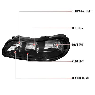 1997-1999 Oldsmobile Cutlass / Chevy Malibu / Classic Factory Headlights Black