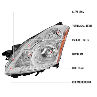 2010-2012 Nissan Altima Sedan Clear Factory Crystal Headlights - Driver Side