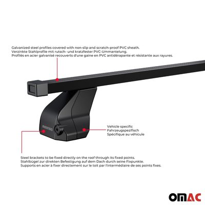 Top Roof Racks Cross Bars fits BMW 2 Series Gran Coupé 2019-2024 Black Steel 2x