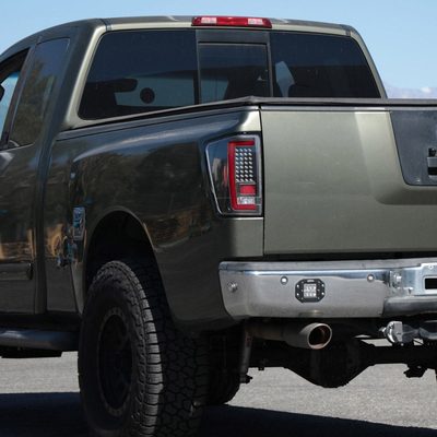 2004-2015 Nissan Titan LED Tail Lights with Red LED Tube Matte Black/Clear
