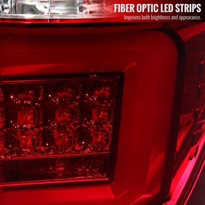 2009-2014 Ford F-150 Red C-Bar LED Tail Lights Chrome Housing/Red Lens