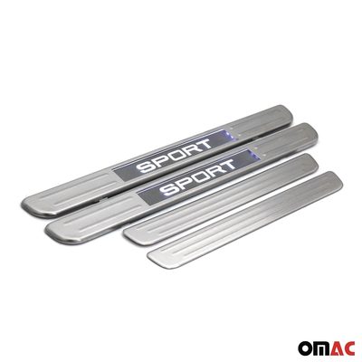 Nissan Door Sill Scuff Plate Illuminated Stainless Steel Silver 4 Pcs