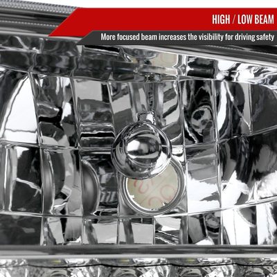 1999-2004 Ford F-250/350/450/550/Excursion Crystal Headlights LED Light Chrome