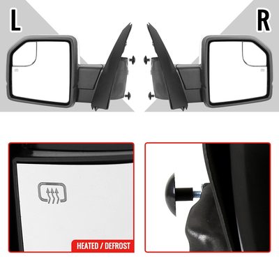 2015-2020 Ford F-150 Chrome Heated Side Mirror LED Turn Signal Driver Side