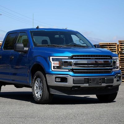 For Ford F-150 2018-2020 LED C Bar Projector Headlights Black Housing Clear Lens