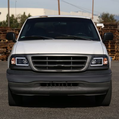 1997-2004 Ford F-150 / 1997-2002 Expedition LED C-Bar Projector Headlights Black