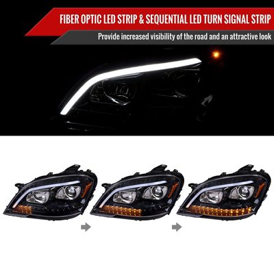 2009-2011 Mercedes Benz W164 ML-Class LED Sequetial Signal Headlights Black