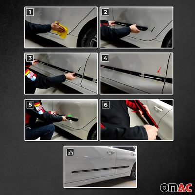 Ford Side Door Molding Trim Skirt Garnish Stainless Steel Silver 4 Pcs