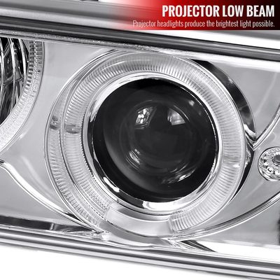 1998-2004 Chevy S10 Dual Halo Projector Headlights Chrome Housing/Clear Lens