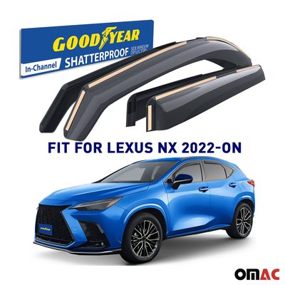 Goodyear Wind Deflectors for Lexus NX 2022-2025 In-channel Premium Smoke 4 pcs