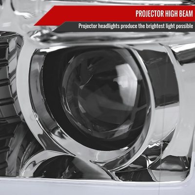 2015-2017 Ford F-150 LED Bar Projector Headlights - RS Chrome/Clear Lens