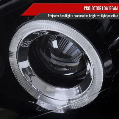 2000-2004 Ford Focus Dual Halo Projector Headlights Glossy Black/Smoke Lens