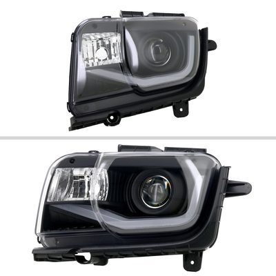 2010-2013 Chevy Camaro LED Bar Projector Headlights Matte Black/Clear Lens