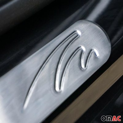 Audi Door Sill Scuff Plate Scratch Protector Stainless Steel Silver Wave 4 Pcs