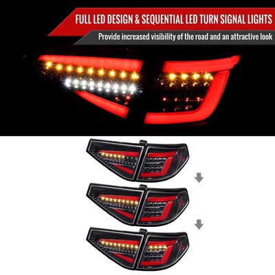 2008-2014 Subaru Impreza WRX Hatchback LED Tube Tail Lights Glossy Black/Clear