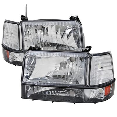 1992-1996 Ford F-150/F-250/Bronco Factory Headlights Bumper&Corner Chrome