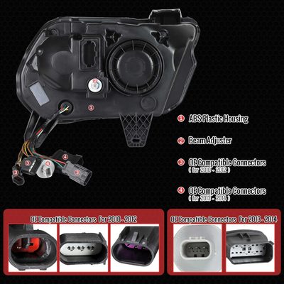 For Ford Mustang 2010-2014 Full LED Projector Headlights Sequential DRL Matte Black Clear Lens