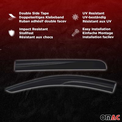 2012-2014 Ford Focus Hatchback Window Visor Vent Rain Deflector 6Pcs Smoke