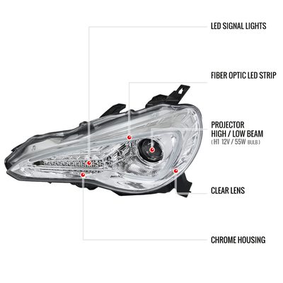 2012-2017 Scion FRS/ Toyota 86 Projector Headlights LED & Signal Lights Chrome