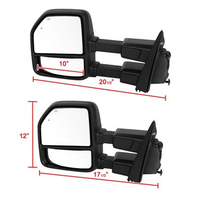 2017-2019 Ford F-250/350/450/550 Super Duty Heated&Manual Towing Mirrors Smoke