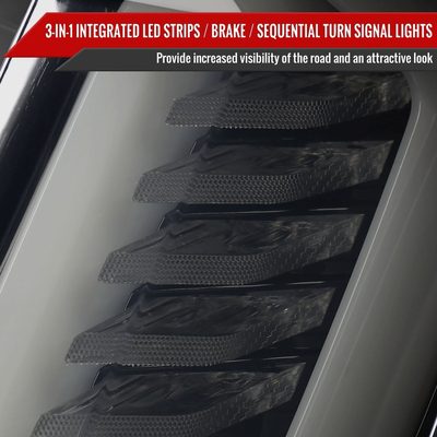 2015-2023 Ford Mustang Sequential Signal LED Tail Lights Glossy Black/Smoke
