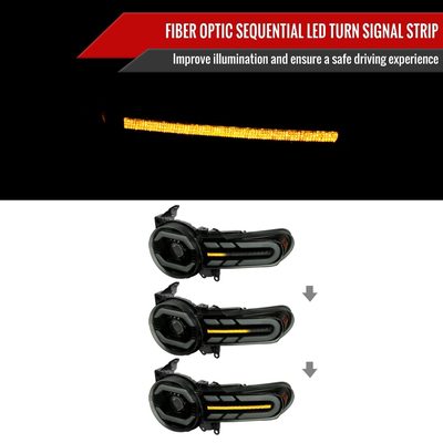2007-2014 Toyota FJ Cruiser Signal Animated LED Bar Projector Headlights Smoke