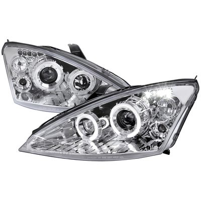 2000-2004 Ford Focus Dual Halo Projector Headlights Chrome/Clear Lens