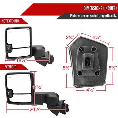 2019-2022 GMC Sierra 1500 Heated Chrome Towing Mirrors Clear Lens Turn Signal