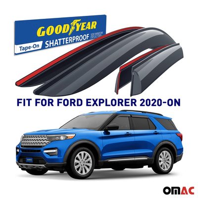 Goodyear Wind Deflectors for Ford Explorer 2020-2025 Tape-On Premium Smoke 4 pcs