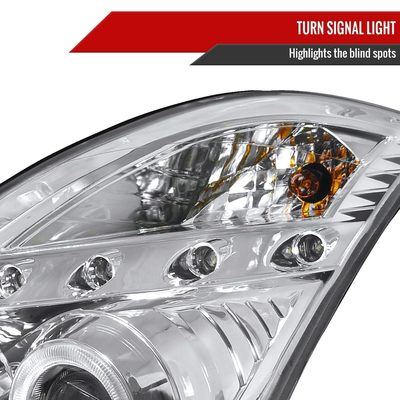 2003-2007 Infiniti G35 Coupe Dual Halo Projector Headlights Chrome/Clear Lens