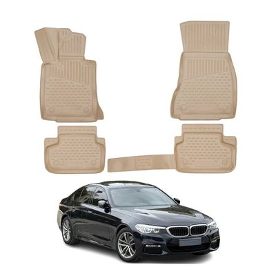 2017-2023 BMW 5 Series G30 G31 Sedan Touring Floor Mats Liners Full Set All Weather Beige