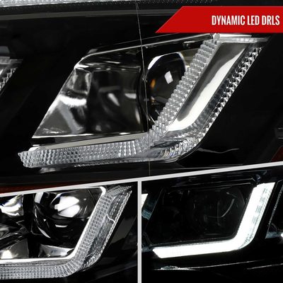 For Ford Mustang 2018-2023 Full LED Projector Headlights Sequential Start Up Black Housing Clear Lens