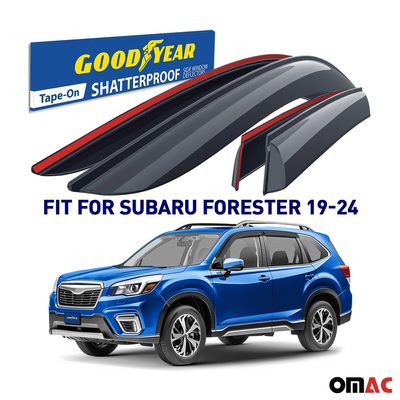 Goodyear Wind Deflectors for Subaru Forester V 2019-25 Tape-On Premium Smoke 4x