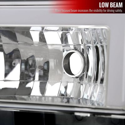 1988-1998 Chevy/GMC C10 C/K LED Strip Factory Style Headlights Chrome/Clear