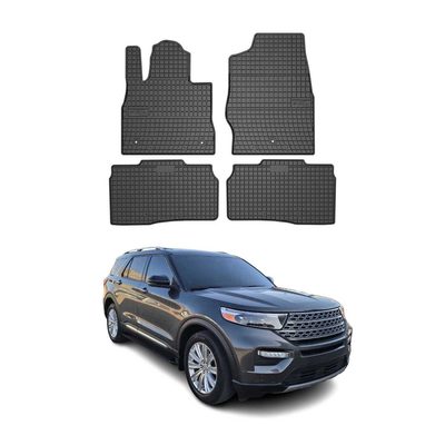 2020-2026 Ford Explorer Floor Mats Liners Full Set All Weather Rubber Black