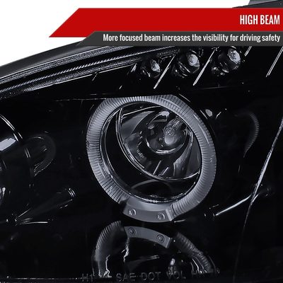2001-2005 Mazda Miata MX-5 Dual Halo Projector Headlights Glossy Black/Smoke