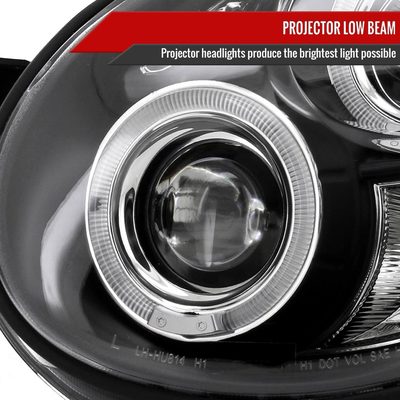 2002-2003 Subaru Impreza Dual Halo Bug Eye Projector Headlights Matt Black
