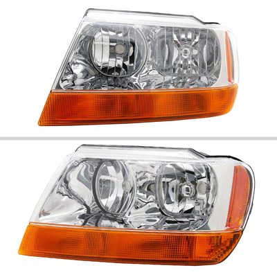 1999-2004 Jeep Grand Cherokee Factory Style Headlights Chrome/Clear Lens