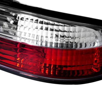 1989-1994 Nissan 240SX S13 Coupe Tail Lights Chrome Housing/Red Clear Lens