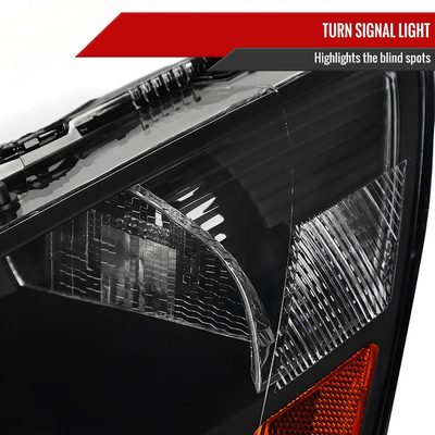 2003-2007 Honda Accord Retro Projector Headlights Amber Reflectors Matt Black