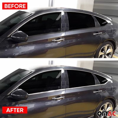 2018-2022 Honda Accord Window Molding Trim Streamer Silver 6Pcs Stainless Steel
