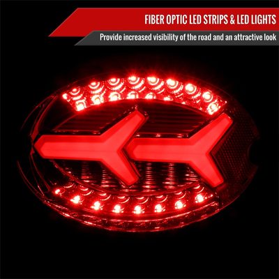 1997-2004 Chevy Corvette C5 4 PC LED Bar Tail Lights Chrome/Red Lens