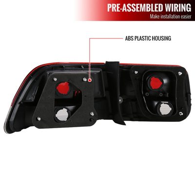 1996-2000 Honda Civic Coupe Tail Lights Chrome Housing/Red Smoke Lens