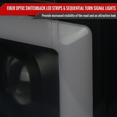 2017-2019 Ford F-250 F-350 F-450 F550 LED C-Bar Headlights Signal Glossy Black